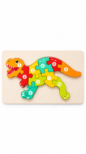Wooden dinosaur number puzzle - dinosaur,