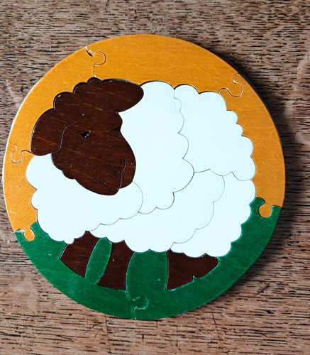 Wooden pre school round - wooden, sheep